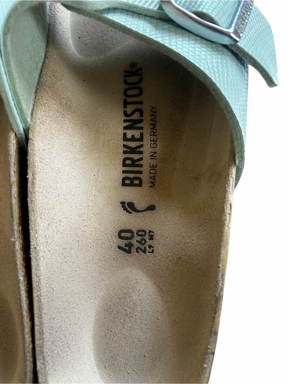 Birkenstock Catalina Lizard Surf Green Silver Single-Buckle Slide Sandal - Picture 6 of 6